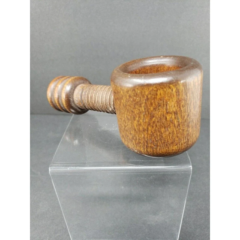 Nut Cracker Wooden Turn Screw Type Vintage Dark Solid Wood Collectible